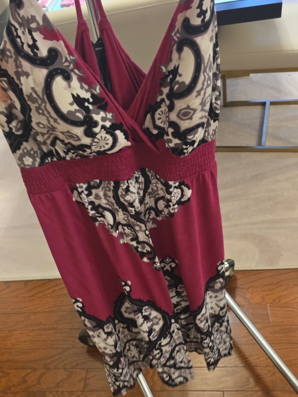 INC International Concepts Fuchsia and Black Paisley Strapless Sundress